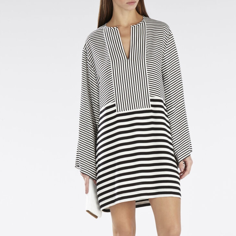 BCBGMaxAzria Amilia Stripe Kimono-Sleeve Dress